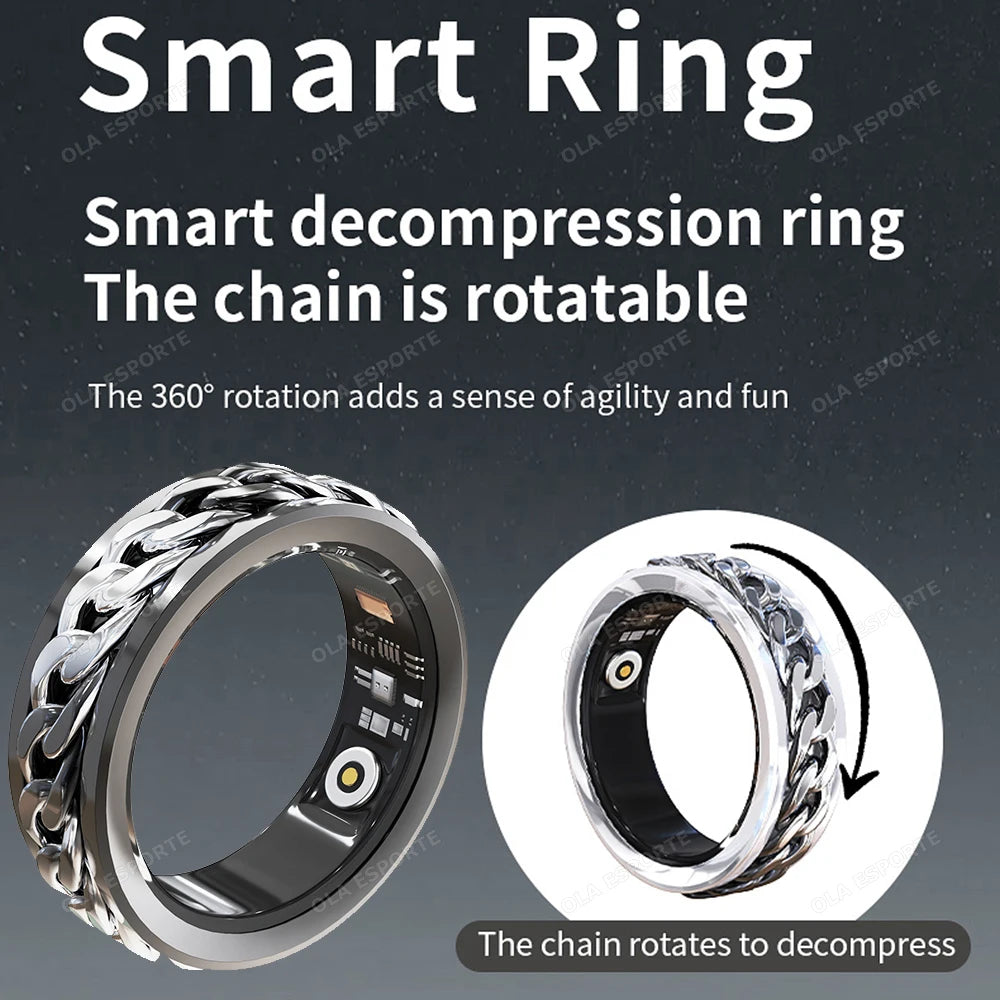 R11 Smart Ring,Fidget Spinner Anxiety Relieve Ring with Charging Case for Men,Health Sleep Monitor,5Atm Waterproof,Sport Tracker