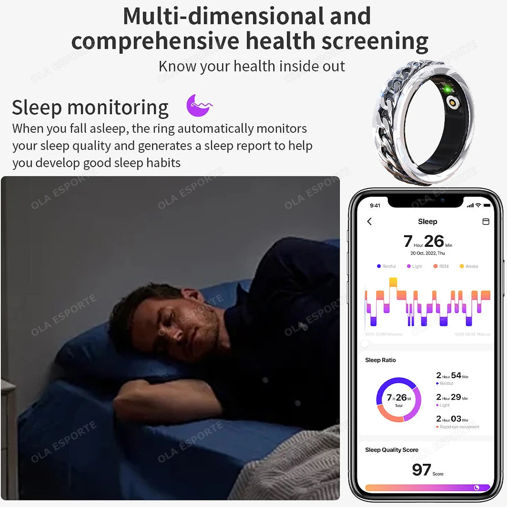 R11 Smart Ring,Fidget Spinner Anxiety Relieve Ring with Charging Case for Men,Health Sleep Monitor,5Atm Waterproof,Sport Tracker